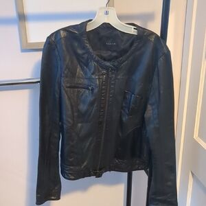 Tahari Black Leather Motorcycle-Style Women's Jacket